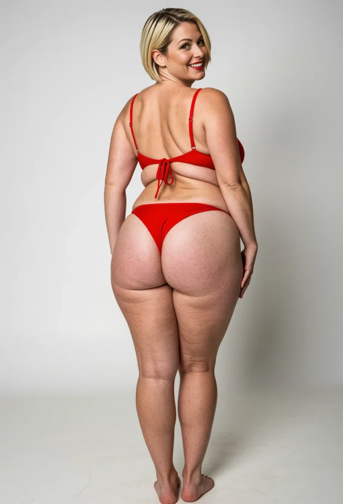 In this image we can see a woman standing and smiling. There is a white background.